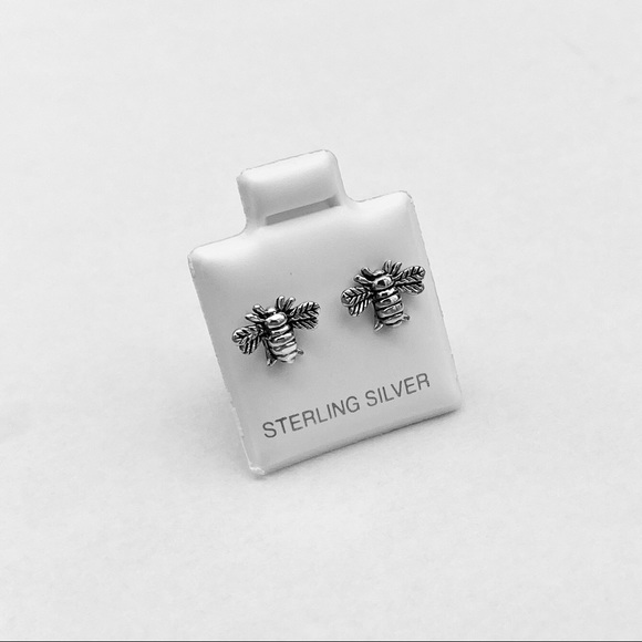 Sterling Silver Bumblebee Earrings,Silver Earrings - Picture 2 of 5